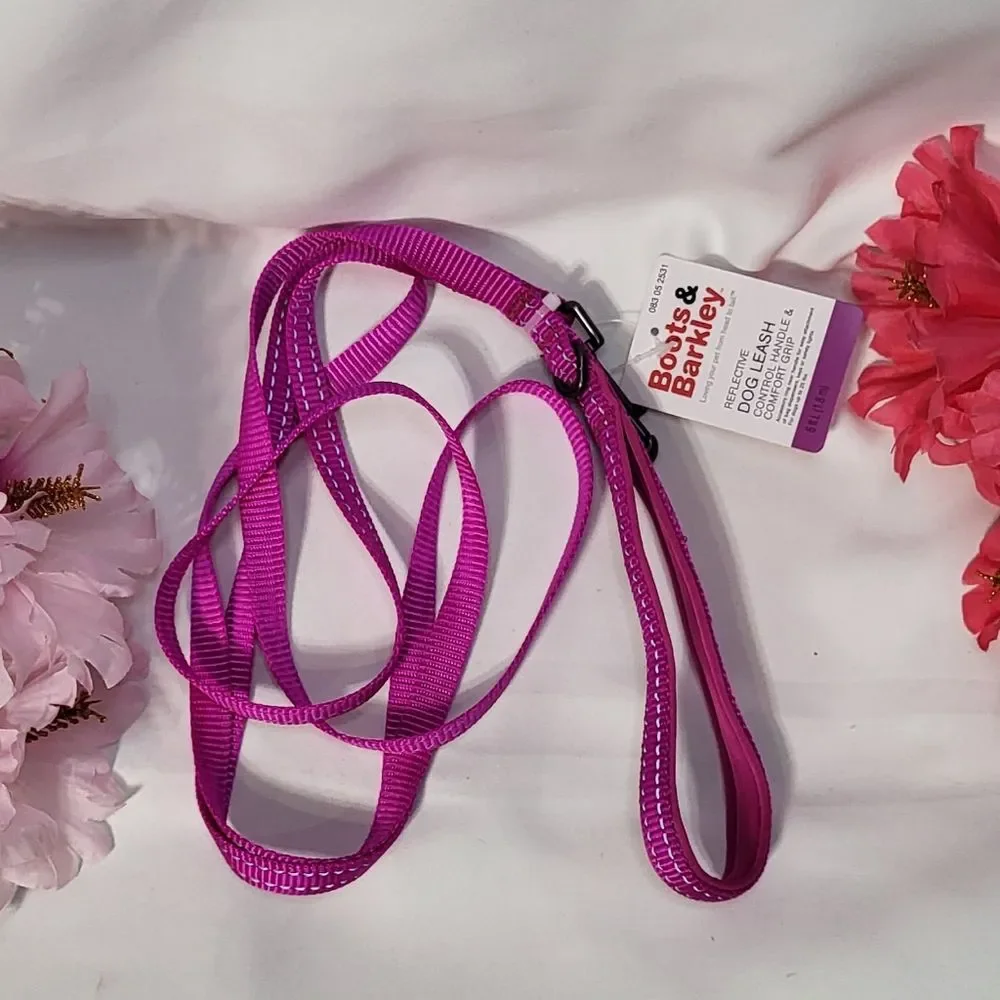 Boots & Barkley Pink NWT Reflective Comfort Dog Leash & Control Handle 6ft XS/S